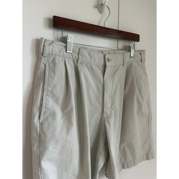 Y2K Mens Chino Khaki Shorts Size W 34 Land's End Twee Summer Preppy Dadcore - Picture 2 of 5